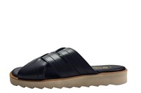 Leather Cross Strap Slippers Gents - black