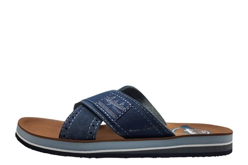 Mens leather slippers - blue