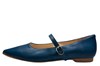 Pointed nose ballerina with strap -blue leather view 1