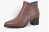 Brown Pointy Ankle Boots Block Heels view 1