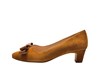 Cognac brown suede pumps with bow view 1
