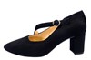 Contemporary pumps with diagonal strap - black suede view 1