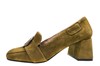 Loafer with blockheel -olive green suede view 1