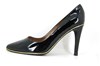 Pointy black patent pumps view 1
