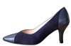 Elegant pump with leather and suede combination -blue view 1