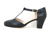 Black leather T-strap shoes view 1