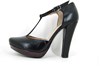 Black T-strap heels view 1