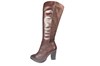 Pointed elastic leather boots - Brown