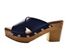 mules wooden sole leather cross strap -blue- view 1