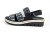 Comfortable Leather Raffia Look Sandals - black silver view 1
