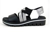 Comfortable Elastic Leather Sandals - black white antracite view 1