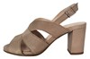 Sandals with high blockheel - taupe leather