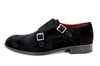 Buckle Shoe with Double Buckle - black suede view 1