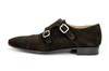 Men's shoes with double buckle - brown suede
