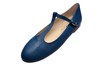 Ballerina with round toe and T-strap -Azure blue leather view 2