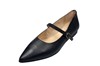 Pointed nose ballerina with strap -black leather view 2