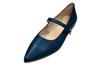 Pointed nose ballerina with strap -blue leather view 2