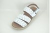 Luxury Leather Raffia Look Sandals - white silver view 2