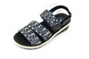 Comfortable Leather Raffia Look Sandals - black silver view 2