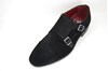 Buckle Shoe with Double Buckle - black suede view 2