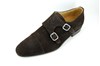 Men's shoes with double buckle - brown suede view 2