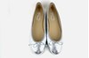 Silver leather ballerinas view 3
