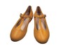 Ballerina with round toe and T-strap - yellow leather view 3