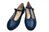 Ballerina with round toe and T-strap -Azure blue leather view 3