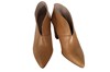 Ankle-high pump with block heel - brown leather view 3