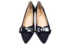 Black suede pumps with bow view 3