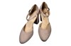 Pumps with block heel and strap - Beige suede view 3