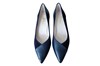 Elegant pump with leather and suede combination -blue view 3