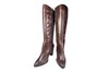 Pointed elastic leather boots - Brown view 3