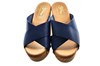 mules wooden sole leather cross strap -blue- view 3
