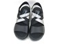 Comfortable Elastic Leather Sandals - black white antracite view 3