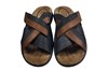 Leather slippers crotch strap -black and brown view 3