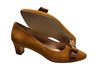 Cognac brown suede pumps with bow view 4