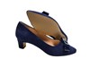 Blue suede pumps with bow view 4