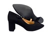 Contemporary pumps with diagonal strap - black suede view 4