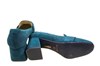 Loafer with block heel - petrol green suede view 4