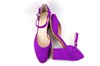 Pumps with Ankle Straps aand Block Heels - neon fuchsia view 4