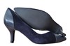 Elegant pump with leather and suede combination -blue view 4