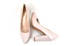 Nude Pink Pumps with High Thicker Heels view 4