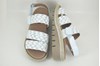 Luxury Leather Raffia Look Sandals - white silver view 4