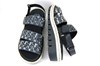 Comfortable Leather Raffia Look Sandals - black silver view 4