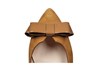 Cognac brown suede pumps with bow view 5