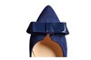 Blue suede pumps with bow view 5