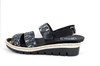 Comfortable Leather Raffia Look Sandals - black silver view 5