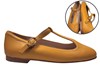 Ballerina with round toe and T-strap - yellow leather view 6