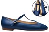 Ballerina with round toe and T-strap -Azure blue leather view 6